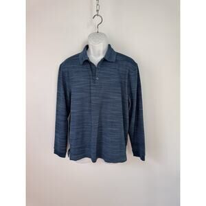 Saddlebred Comfort Performance Mens Polo Golf Shirt Long Sleeve Large Blue